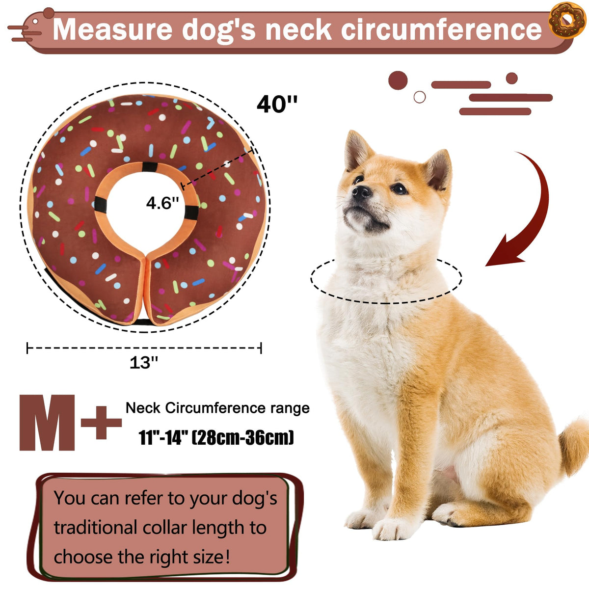 Cneo Animal Recovery Collar Cone in M+（neck 11"-14"）, Brown