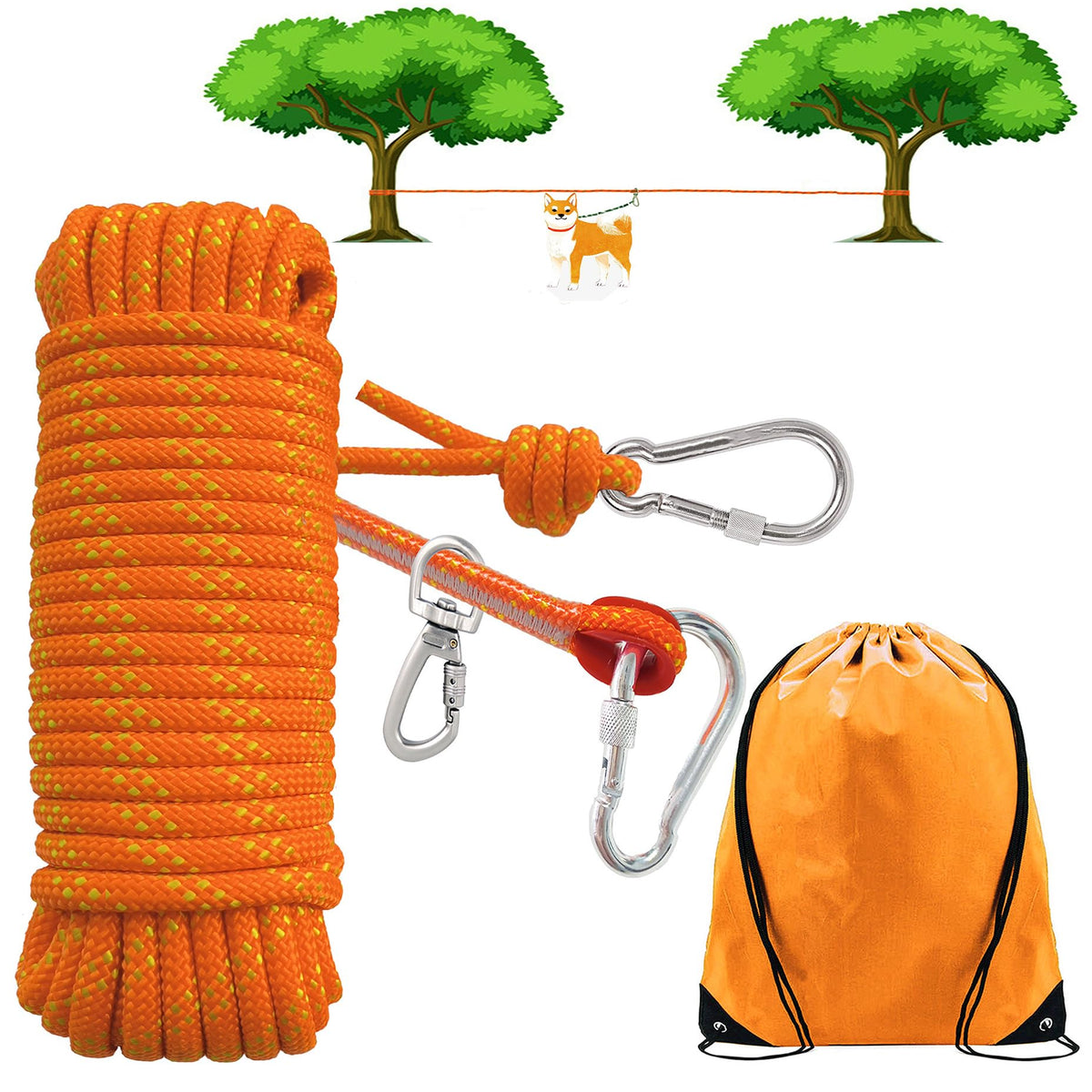 SIAELT Leash in 50Ft, Orange
