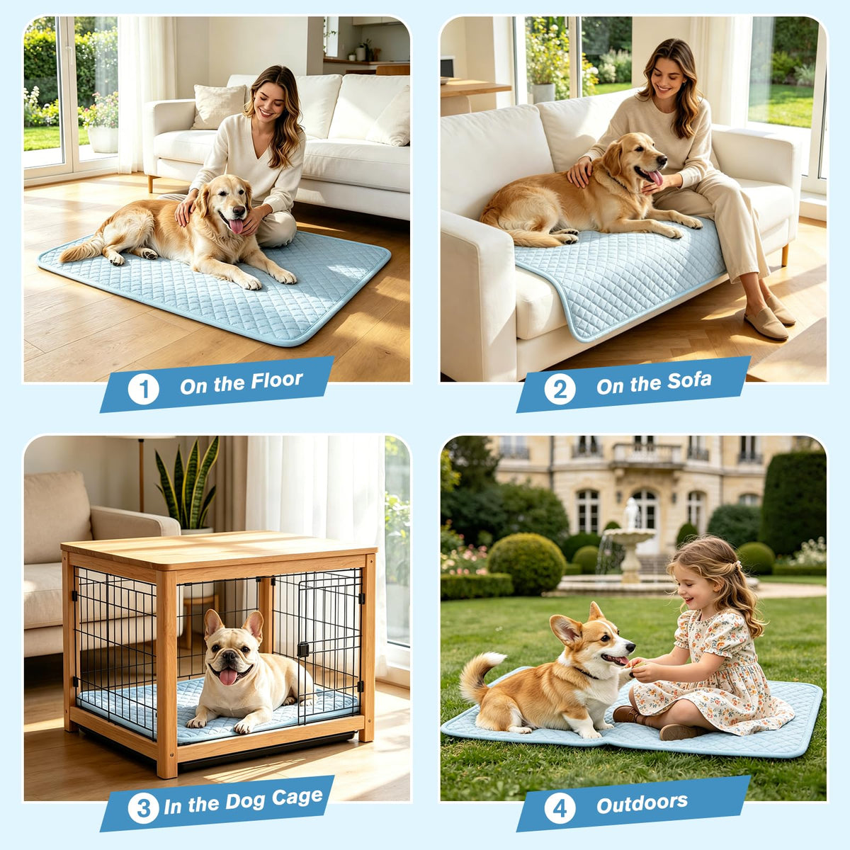 SOMOYA Pet Bed Mat in Large, Blue