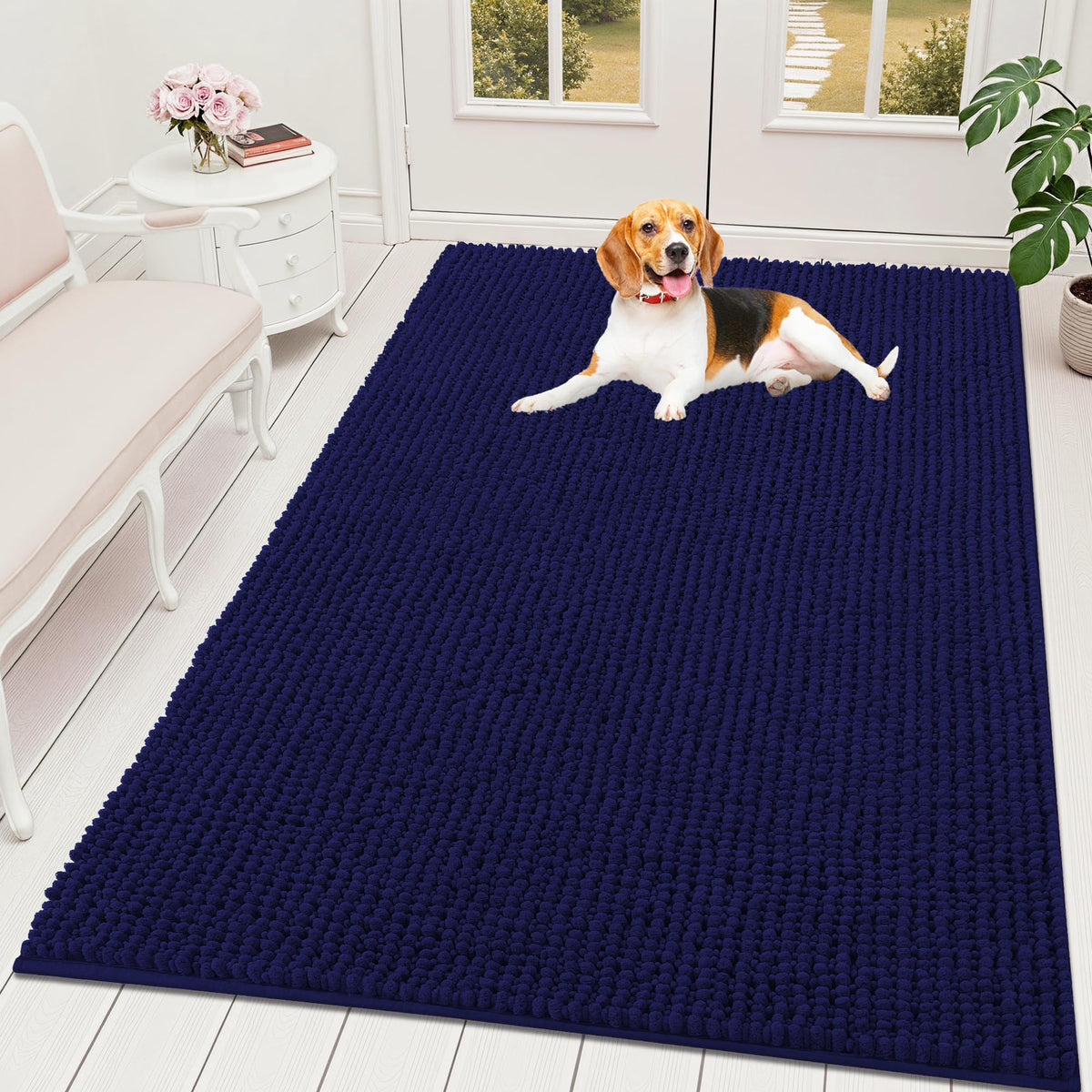 OLANLY Pet Bed Mat in 70" X 46", Navy Blue