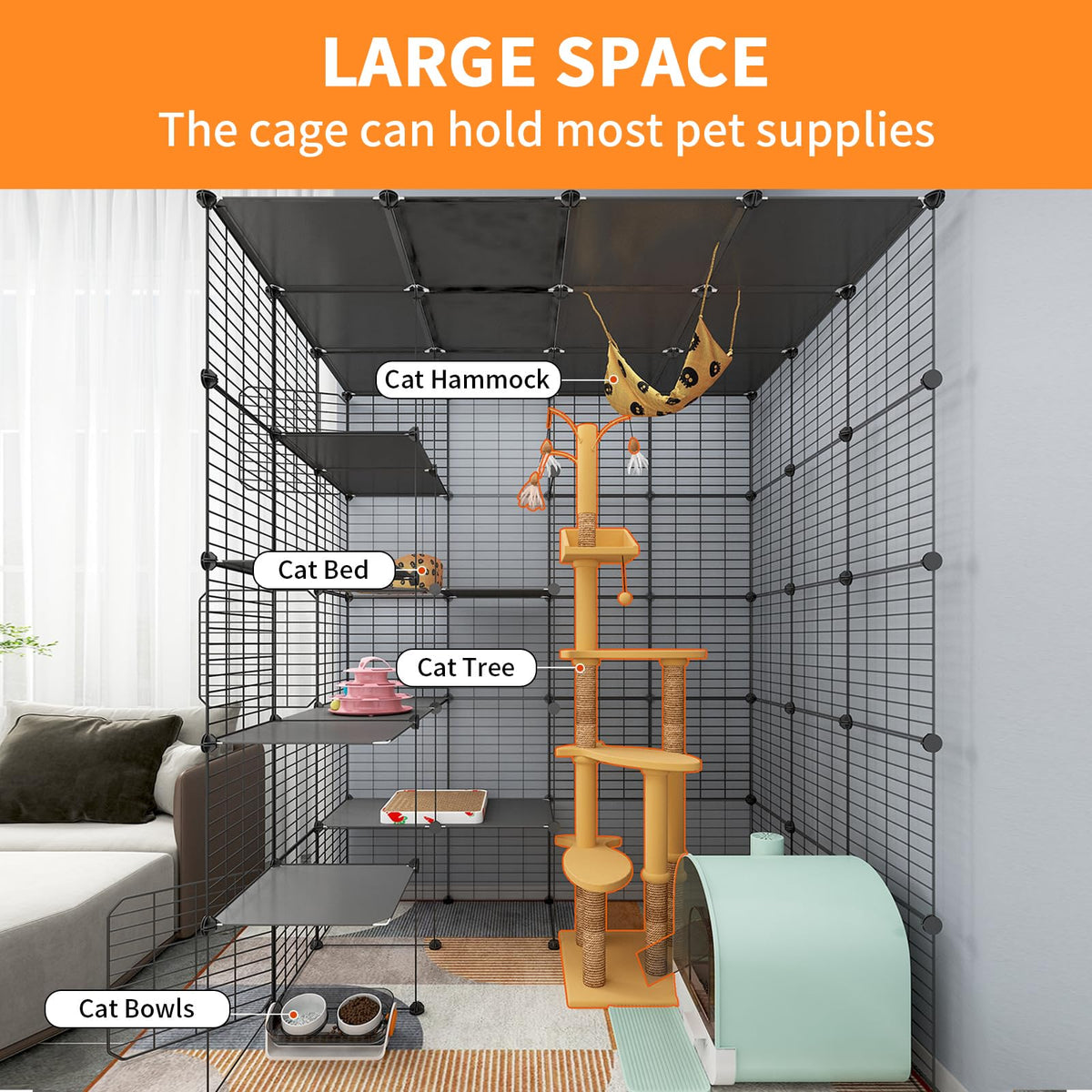 Oneluck Animal Cage in 55.1"L x 41.3"W x 69.1"H