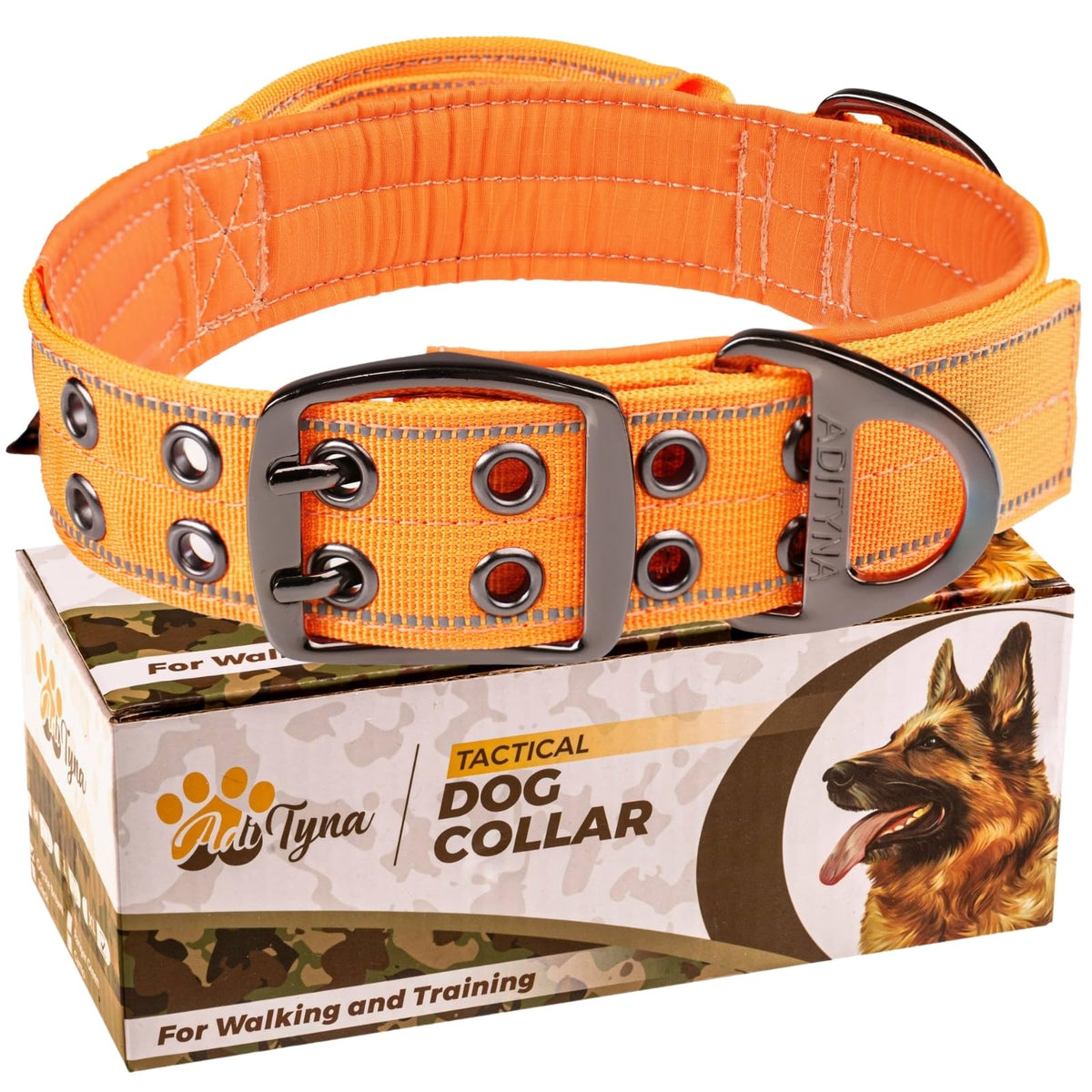 ADITYNA Animal Collar in Medium: Fit 15-19" Neck, Orange