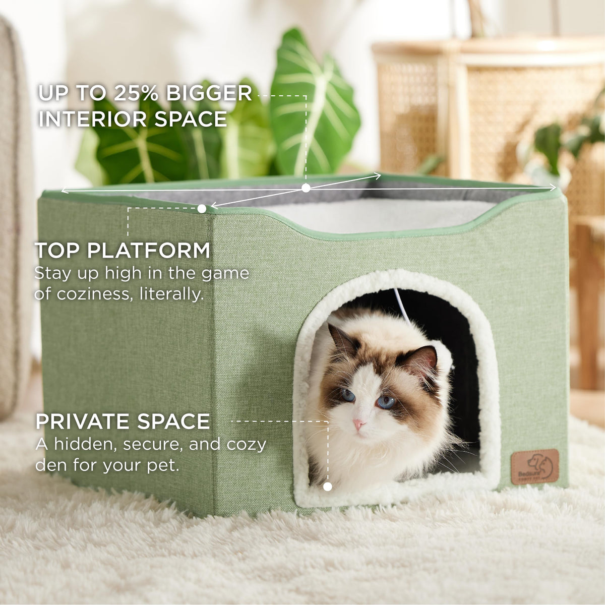 Bedsure Pet Activity Structure in Double, Green