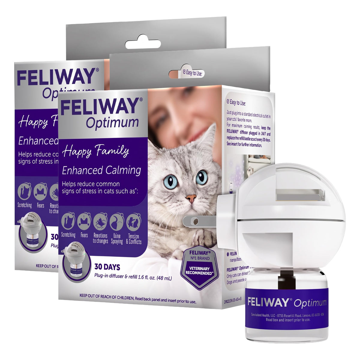 FELIWAY Aroma Diffuser in 2 Pack, Translucent