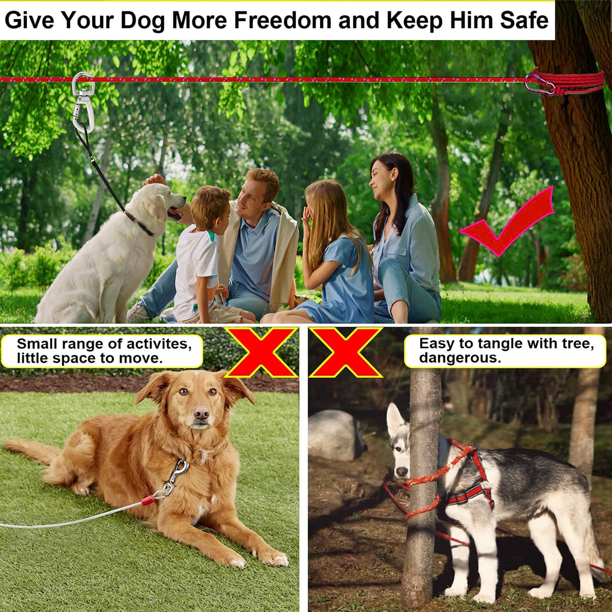 SIAELT Leash in 50Ft, Red for2