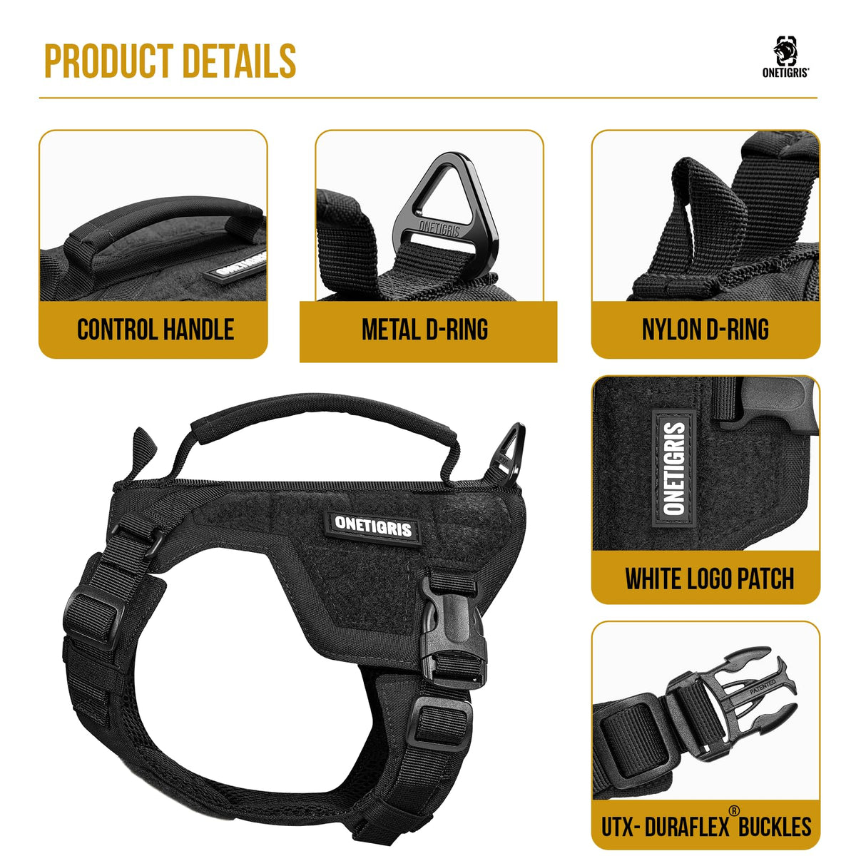ONETIGRIS Animal Harness in XXS, Black