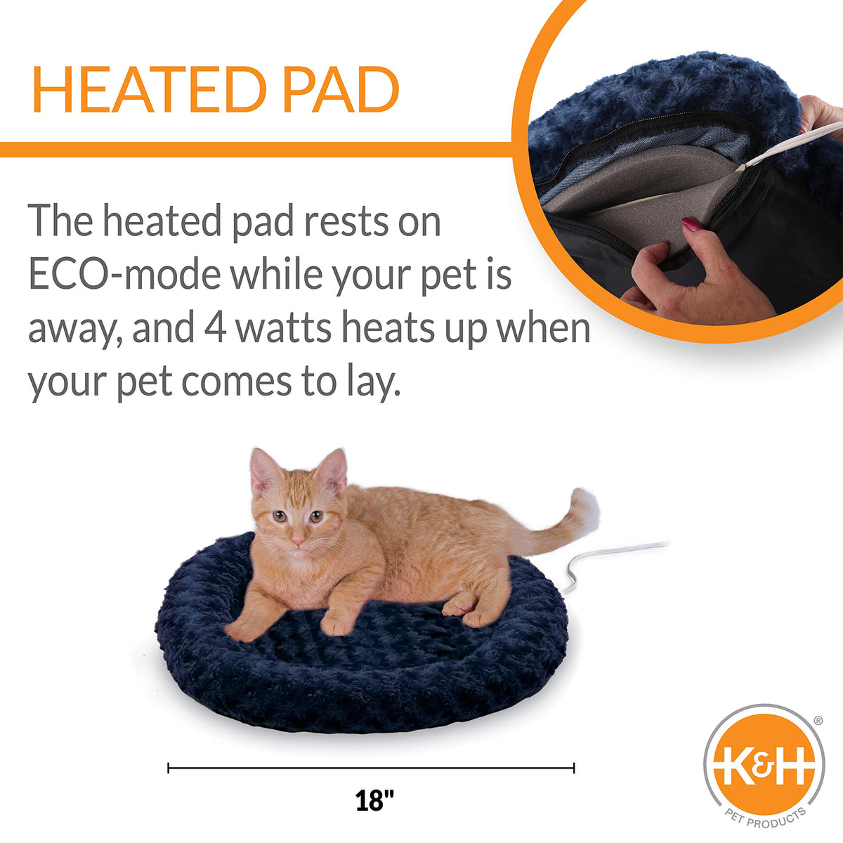 K&H Pet Products Pet Bed Mat in Small 18 Inches Round, Blue