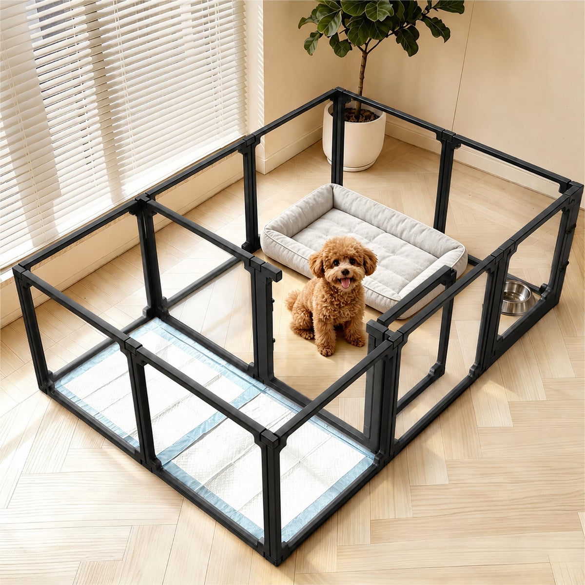 EVOTAILS Pet Playpen in 24", Black