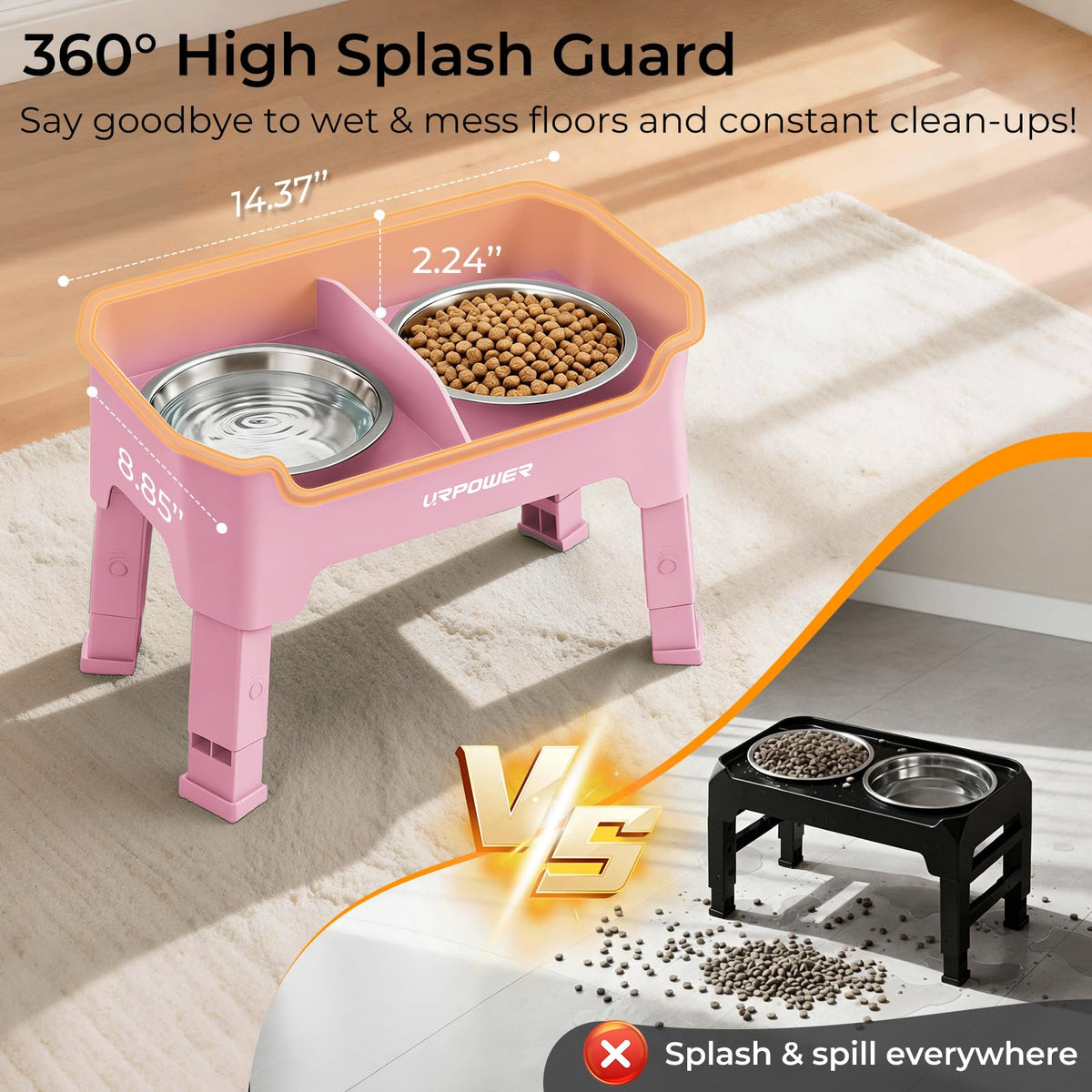 URPOWER Pet Feeder in Small, Pink