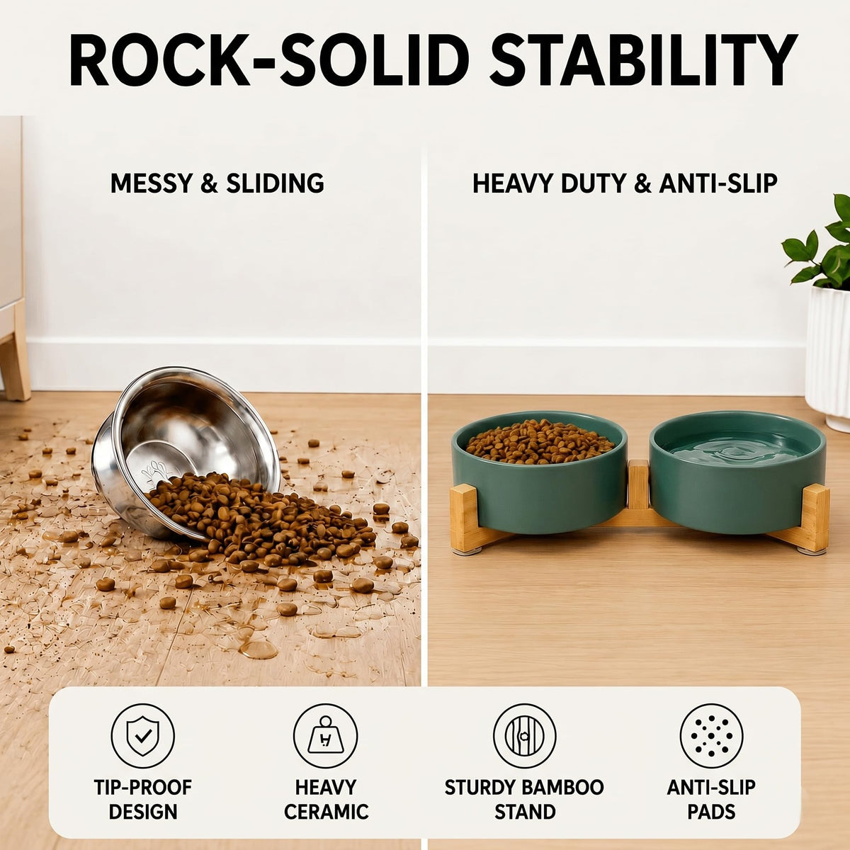 SPUNKYJUNKY Pet Feeder in 1.7 cups, Green × 2