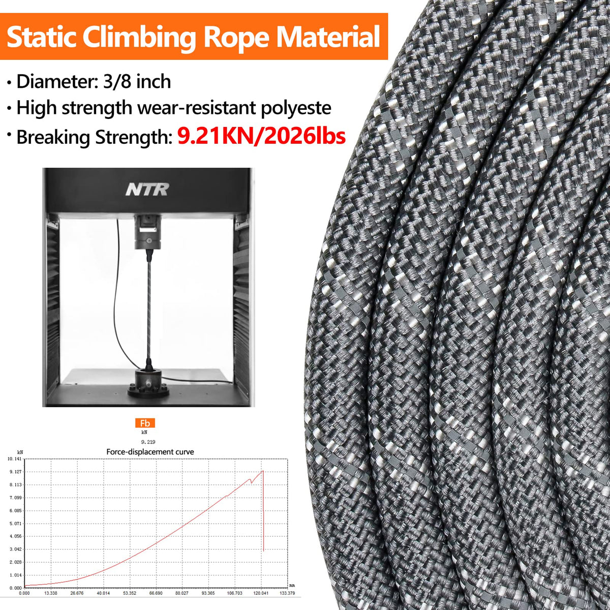NTR Leash in 15ft*3/8", Grey