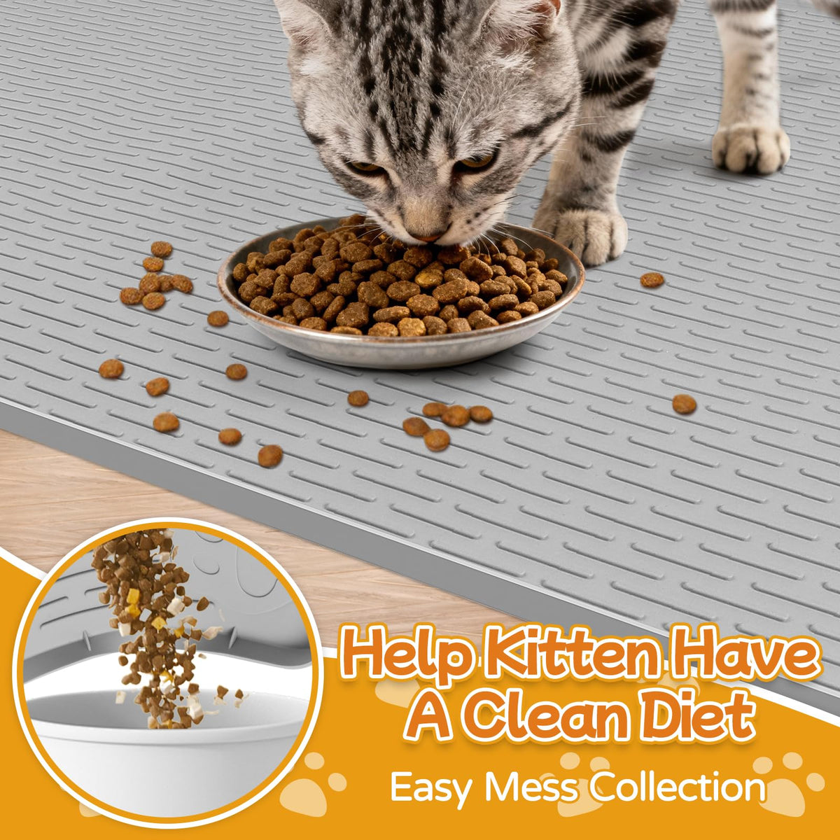 Lanstics Pet Placemat in 50"L x 35"W, Light Grey
