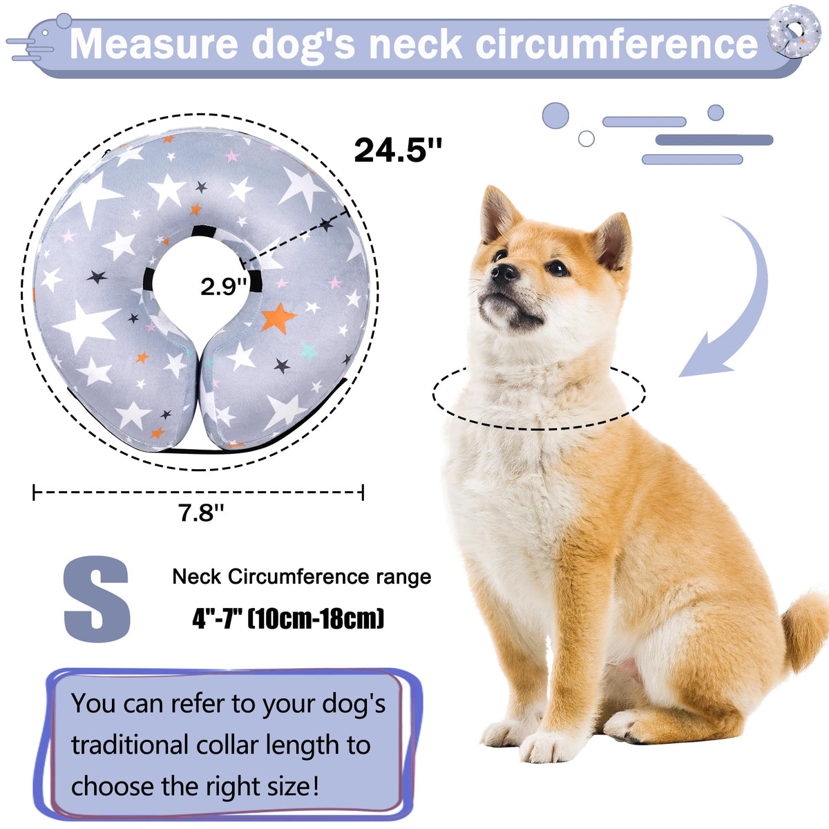 Cneo Animal Recovery Collar Cone in S（neck 4"-7"）, Grey