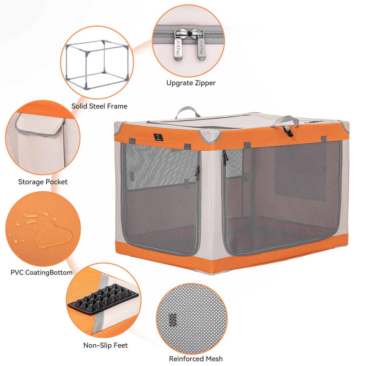 A 4 Pet Animal Cage in 26.0"L x 19.0"W x 18.0"H, Orange+Beige
