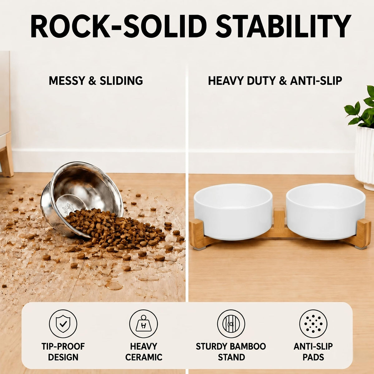 SPUNKYJUNKY Pet Feeder in 5 cups, White × 2