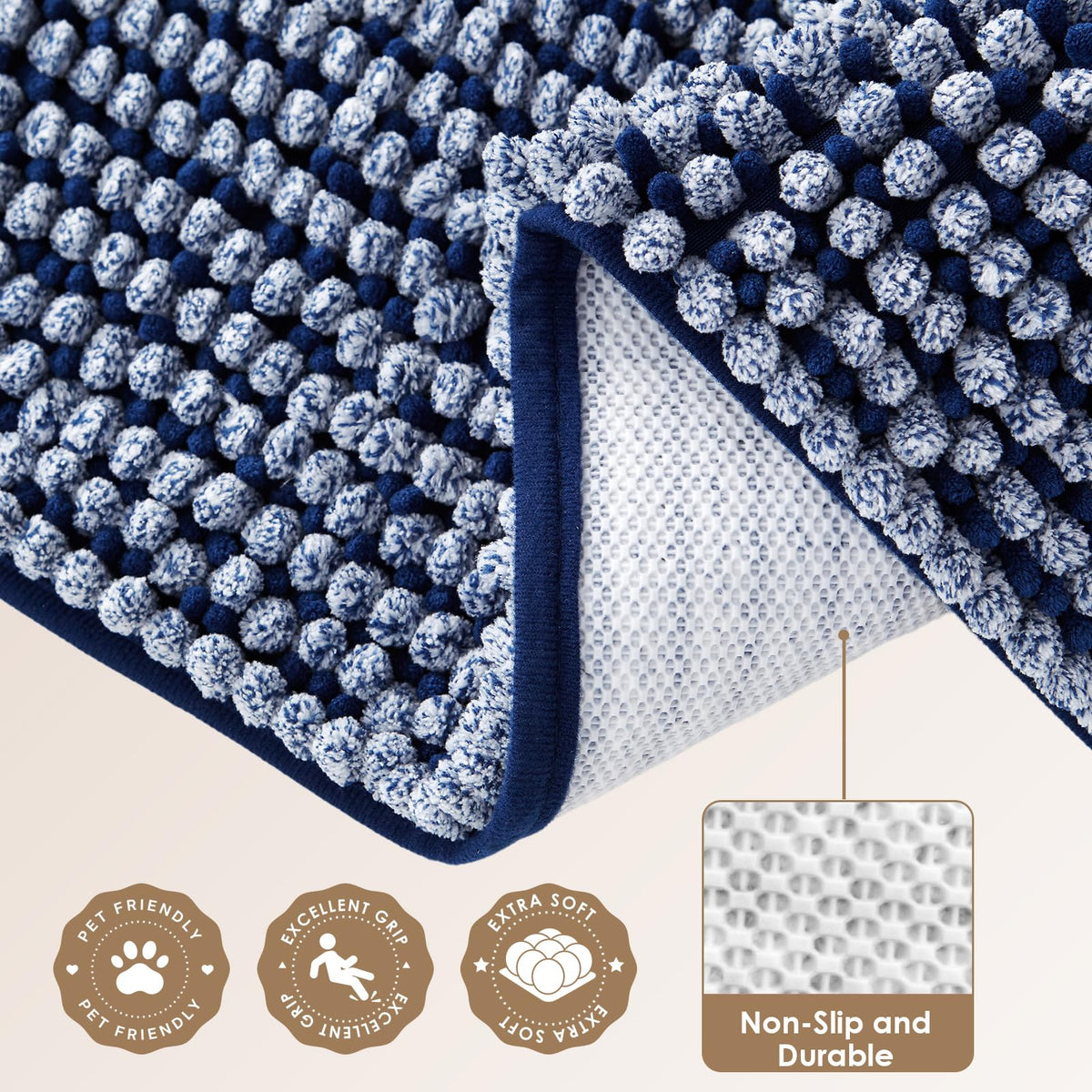 EHEYCIGA Pet Bed Mat in 24x16inch, Navy Blue