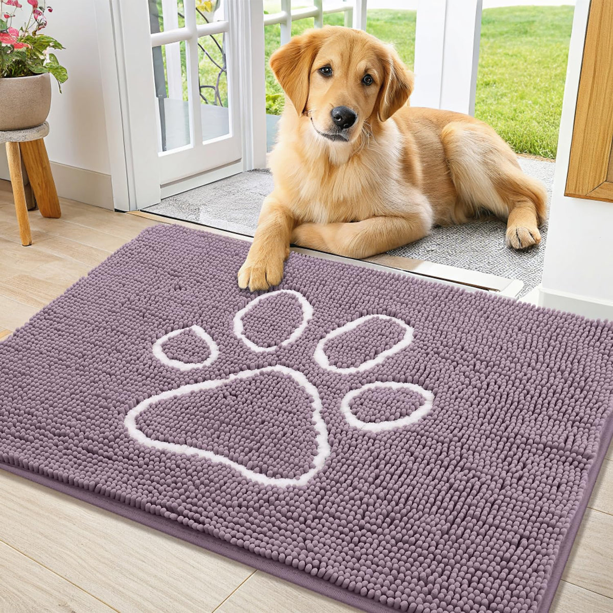 Smiry Rug in 36"X24", Deep Plum and White