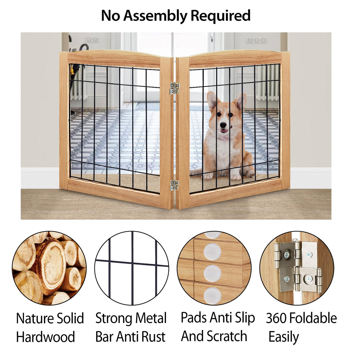 LZRS Temporary Gate in 24"Height-2 Panel, Natural