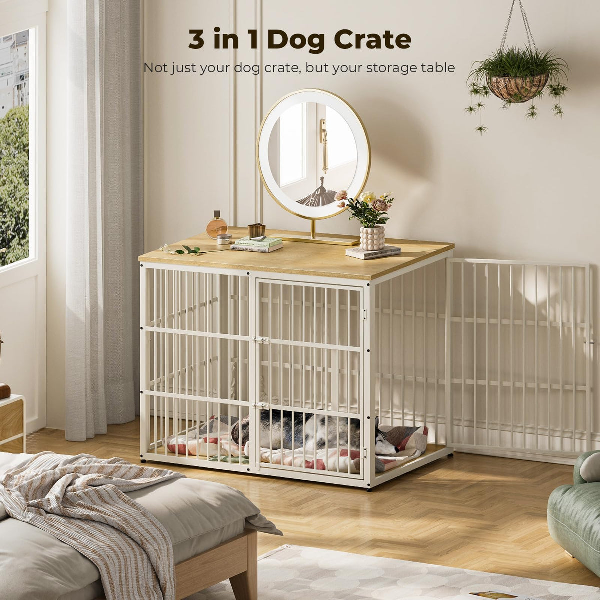 Lyromix Animal Cage in 47.2"L x 29.1"W x 37.6"H, Natural Beech