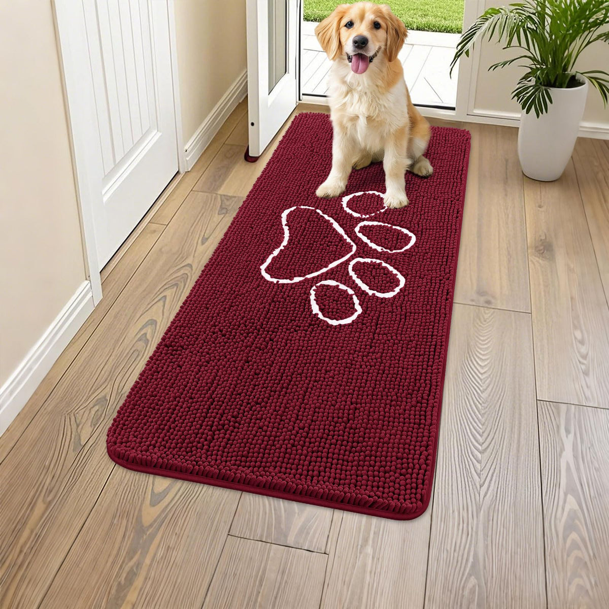 Smiry Rug in 47"X24", Burgundy and White