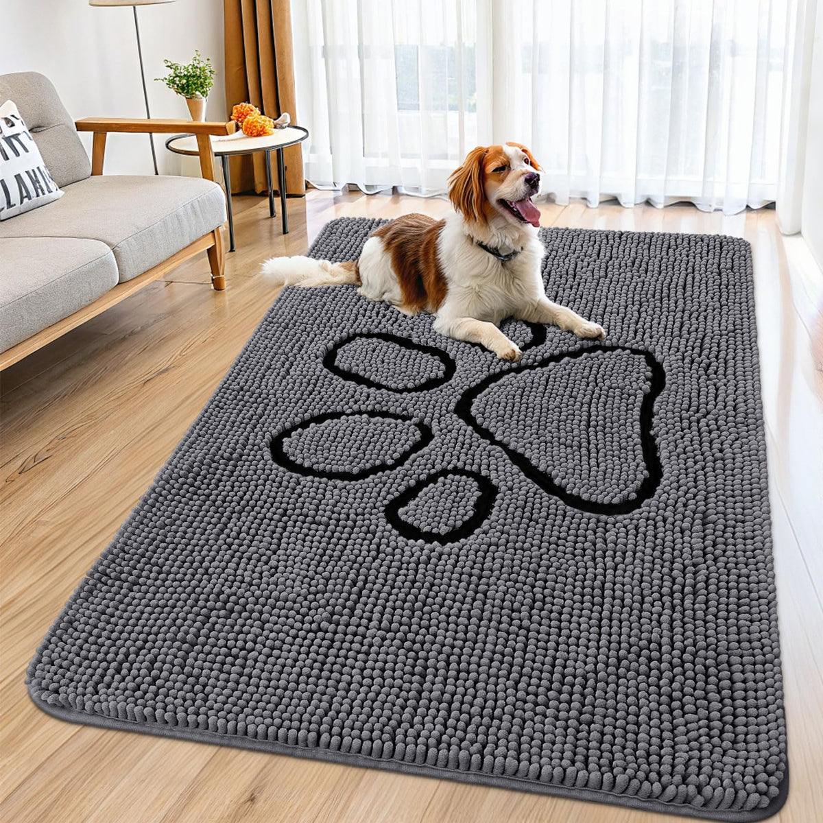 Smiry Rug in 59"X35", Dark Grey and Black