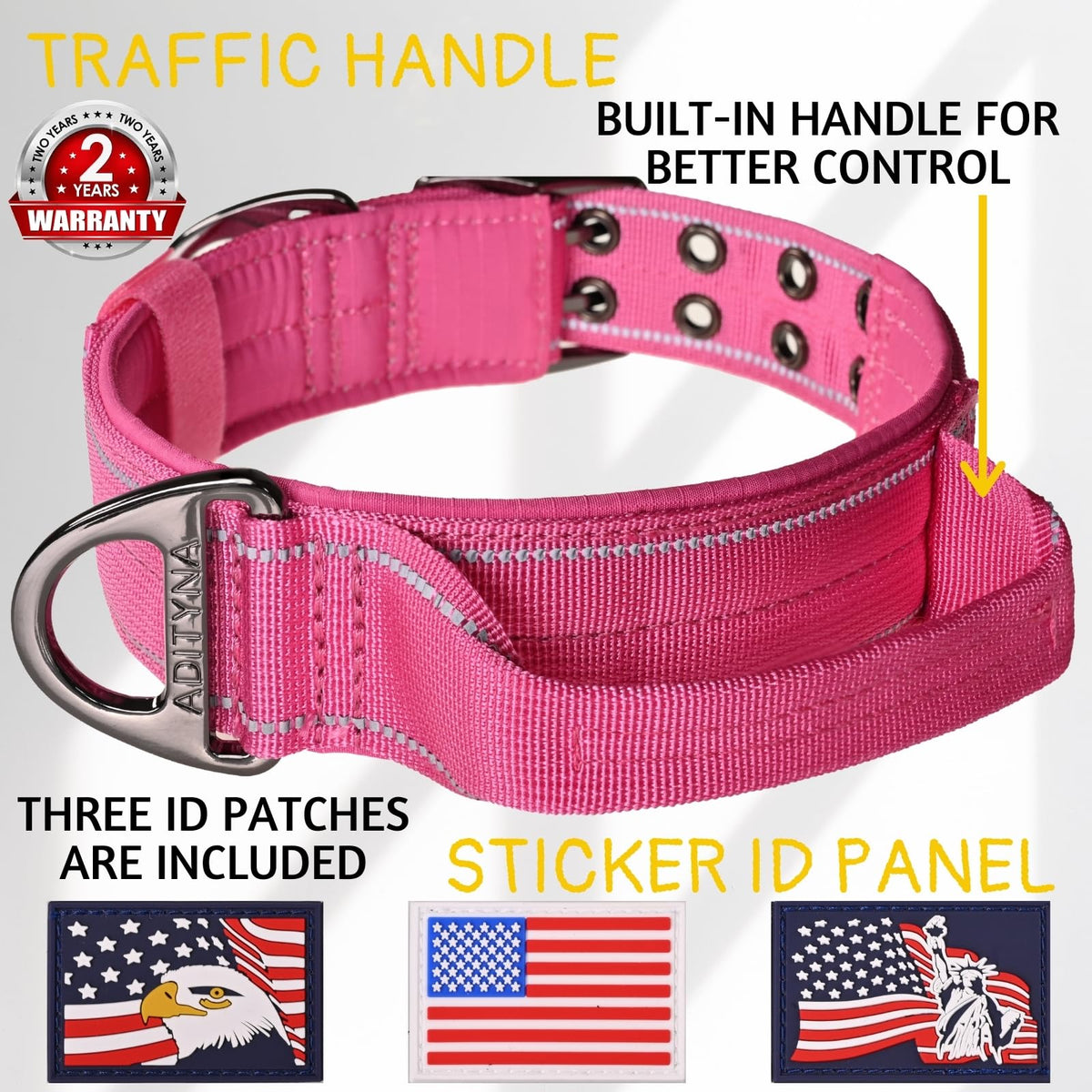 ADITYNA Animal Collar in Medium: Fit 15-19" Neck, Pink