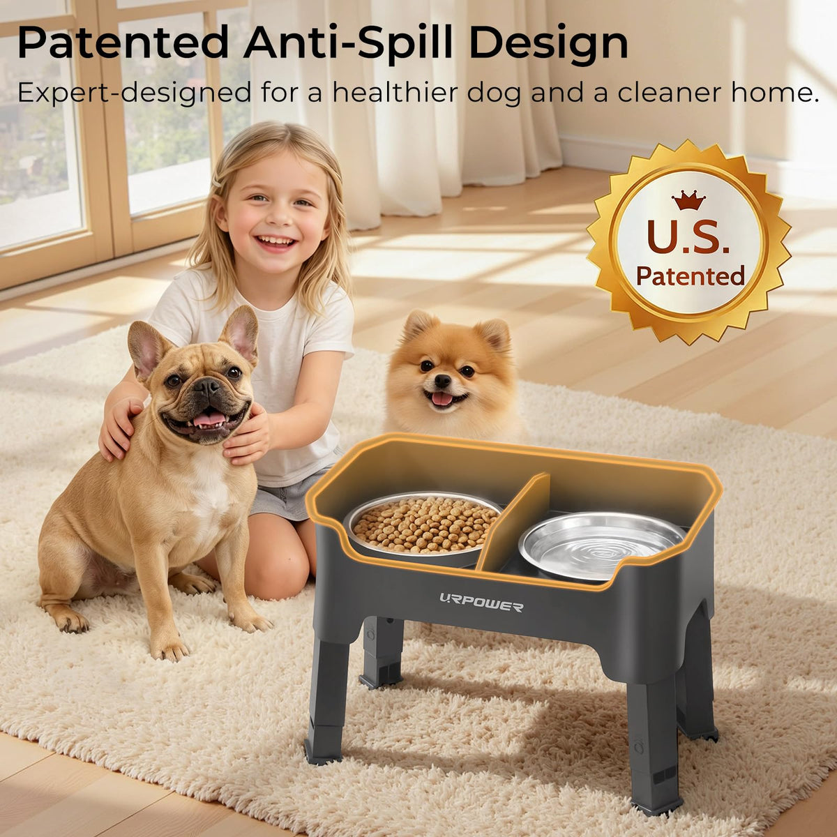 URPOWER Pet Feeder in Small, Grey