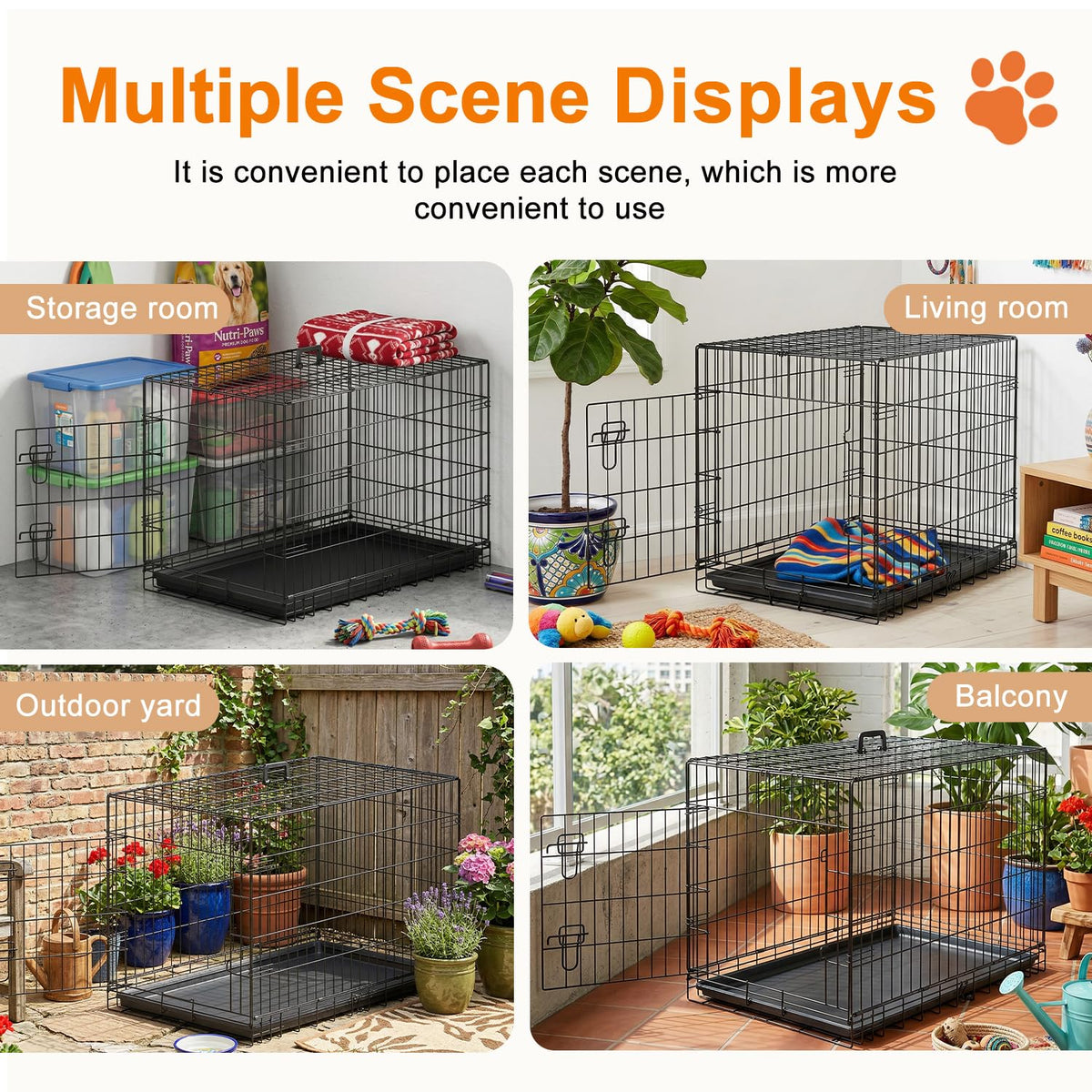FDW Animal Cage in 36.0"L x 22.0"W x 24.0"H, Black