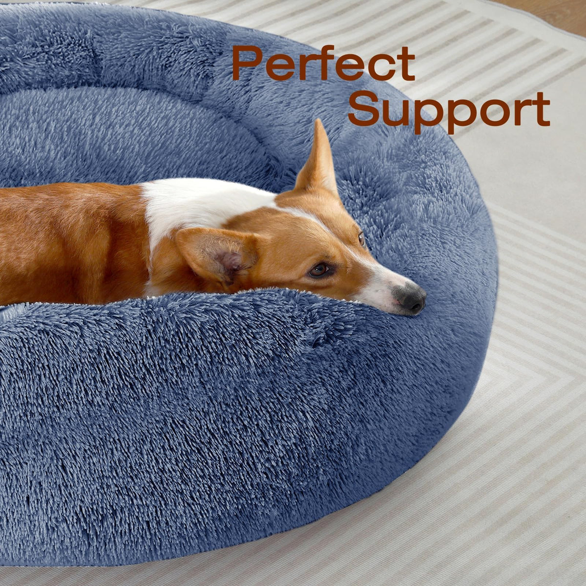 JOLLYVOGUE Pet Bed Mat in 36", Medium Blue