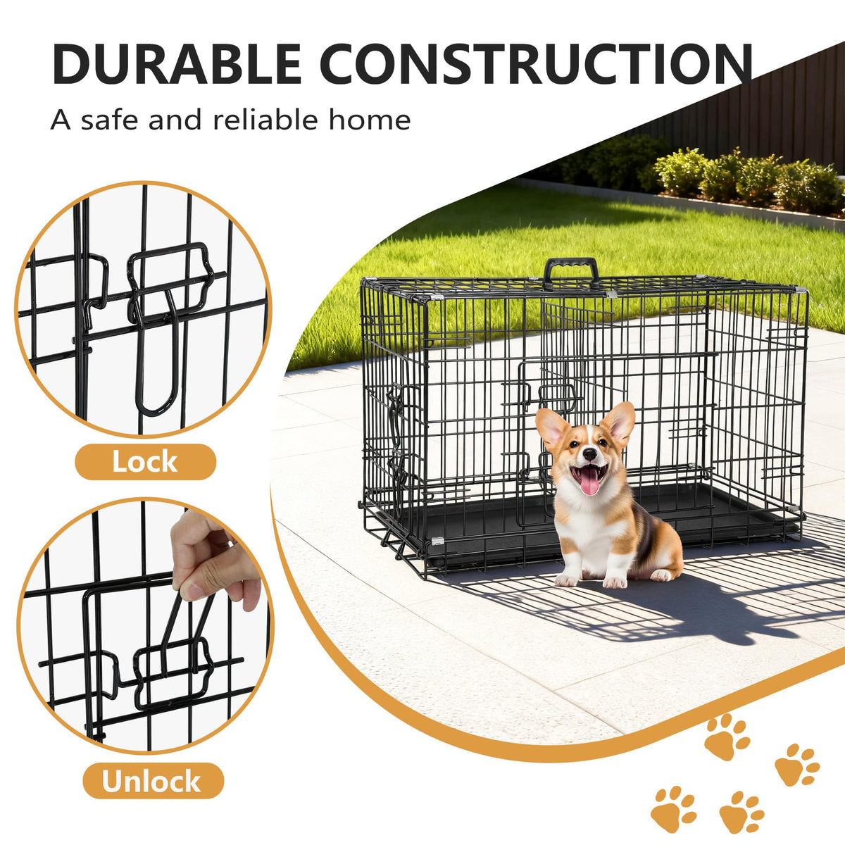 FDW Animal Cage in 30.0"L x 18.0"W x 20.0"H, Dark Black