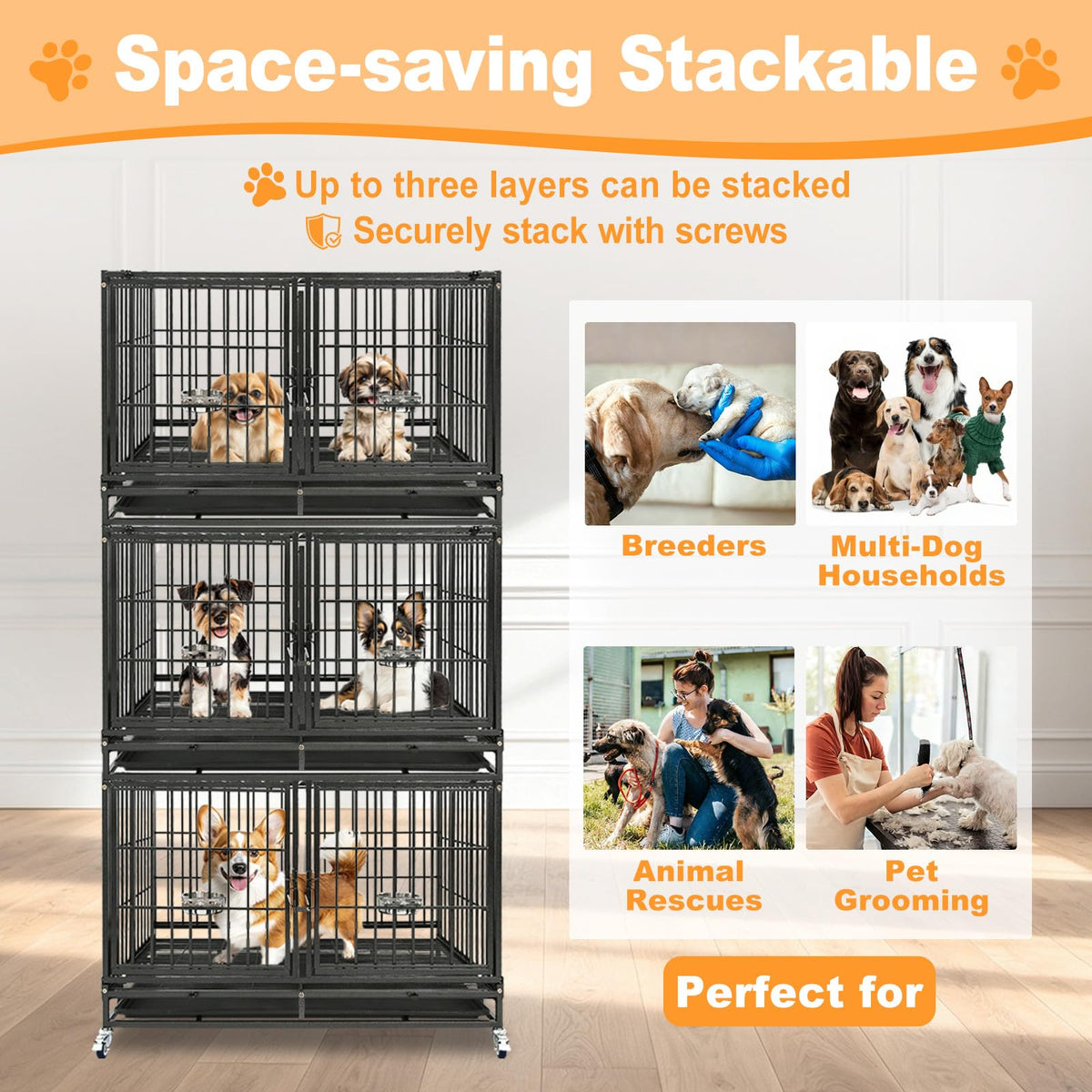 Homey Pet Animal Cage in 43.0"L x 28.0"W x 29.0"H, Black