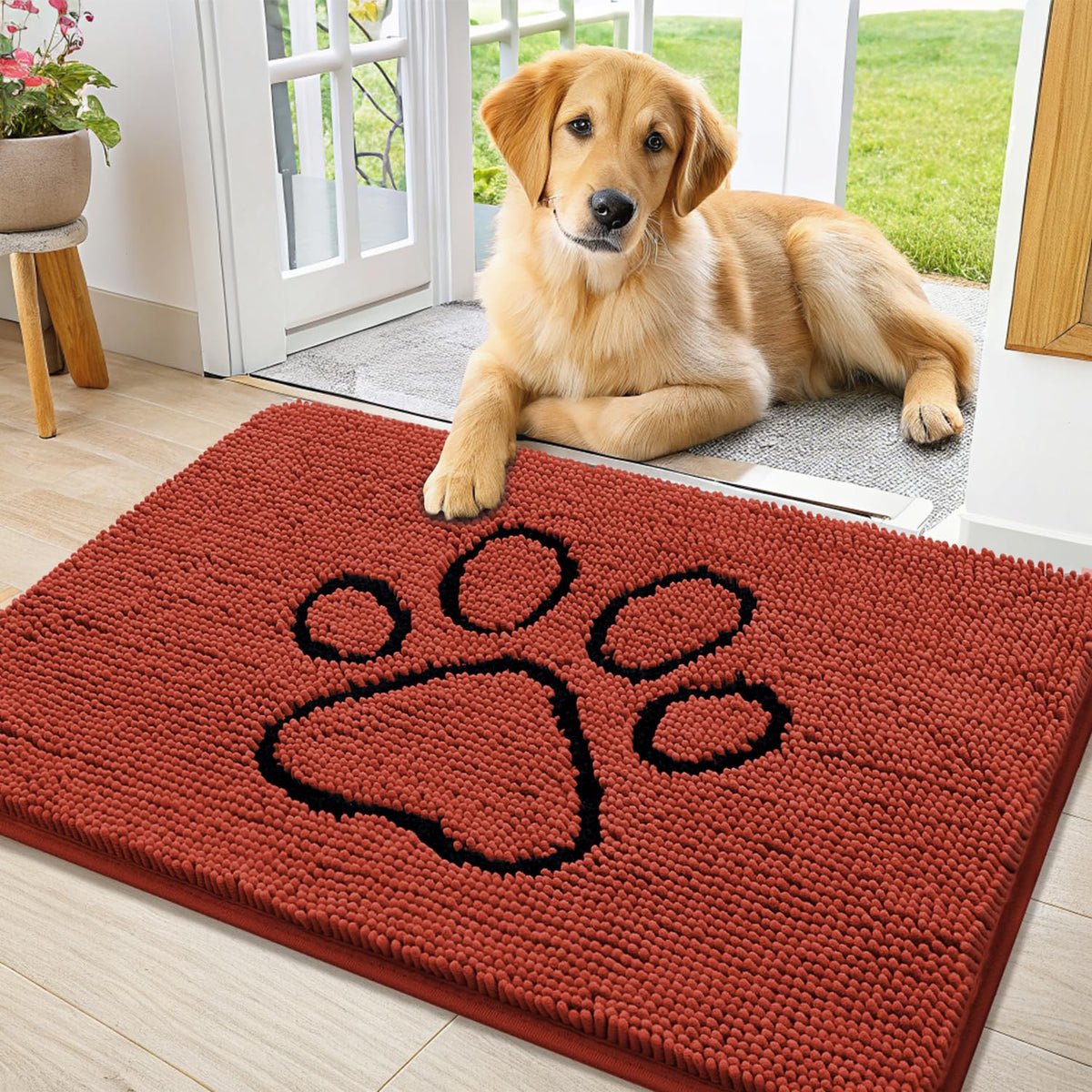 Smiry Rug in 36"X24", Maple Red and Black