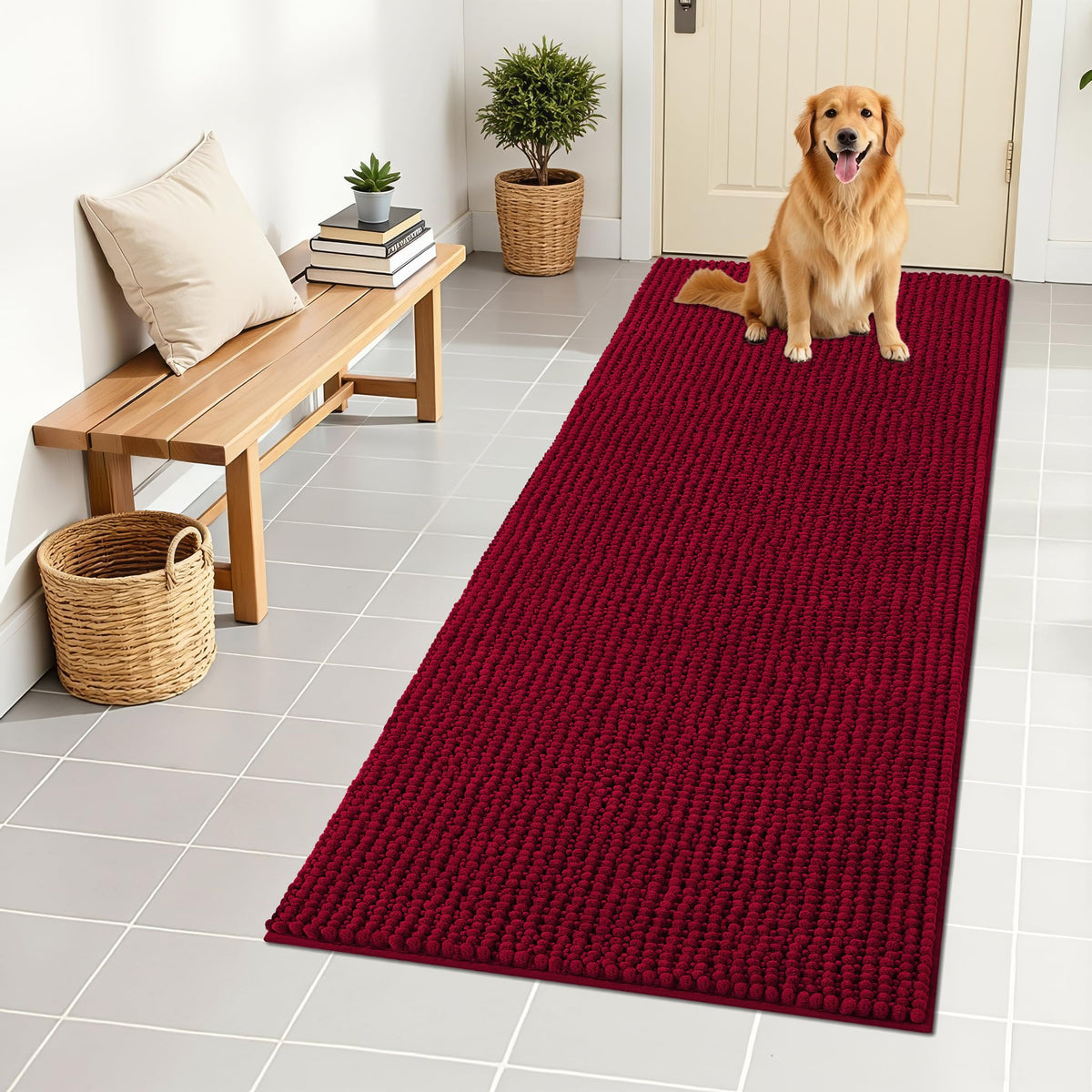 OLANLY Pet Bed Mat in 59" X 24", Burgundy