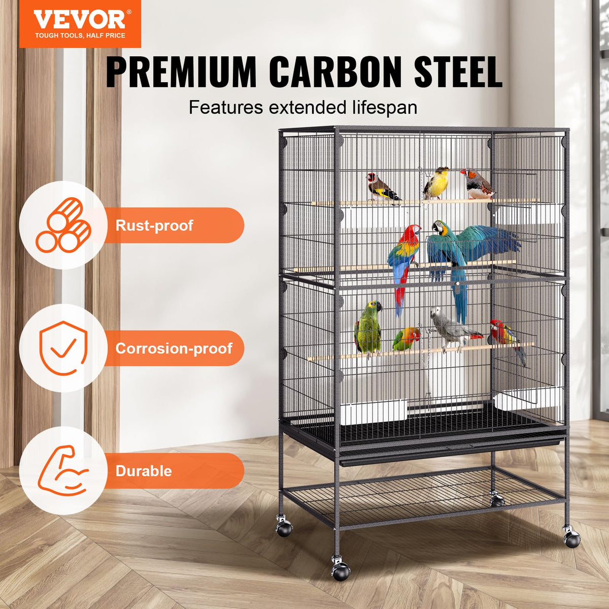 VEVOR Animal Cage in 31.1"L x 20.1"W x 52.0"H, Black