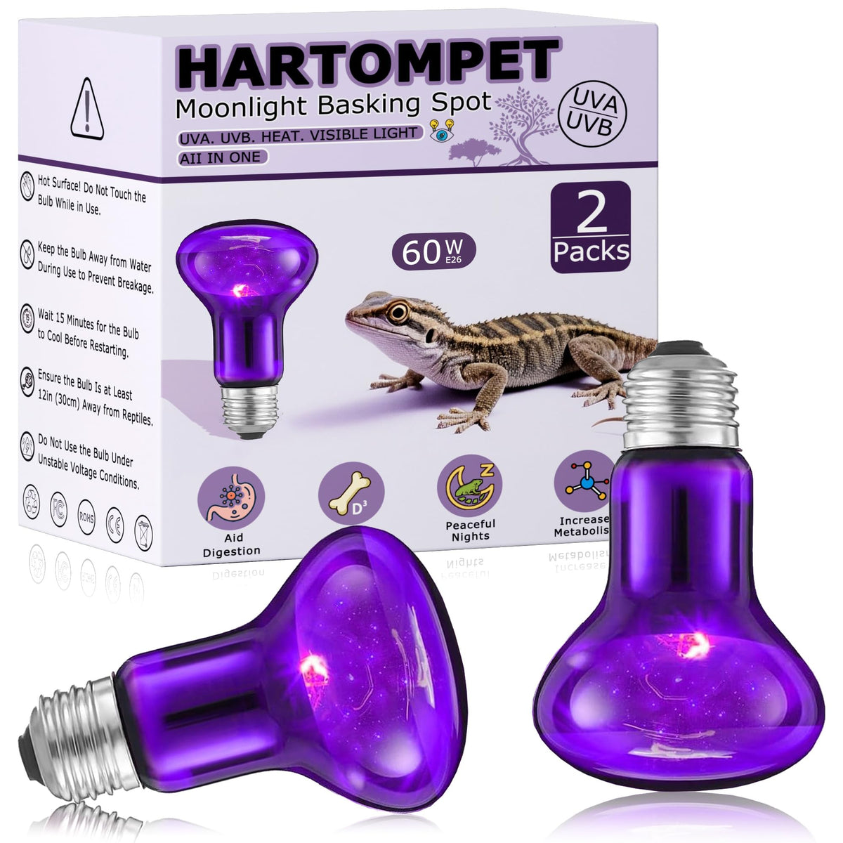 HARTOMPET Light Bulb in 60W - 2.5", Purple