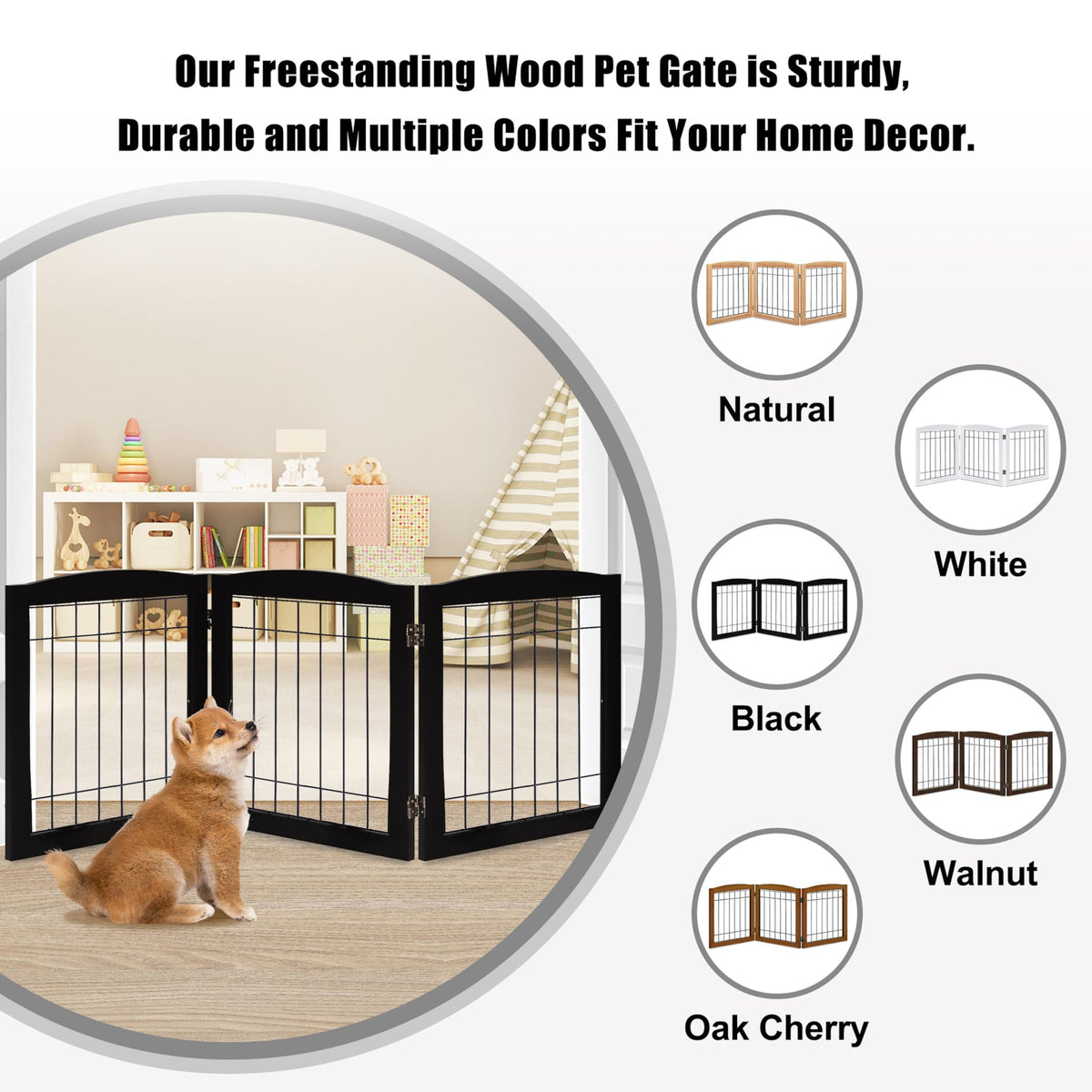 LZRS Temporary Gate in 24"Height-3 Panel, Black