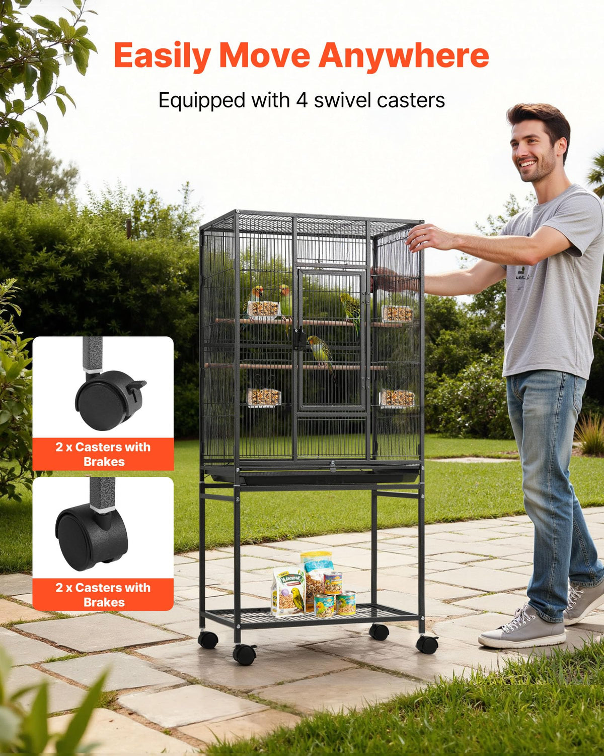 VEVOR Animal Cage in 24.6"L x 16.7"W x 53.9"H, Black