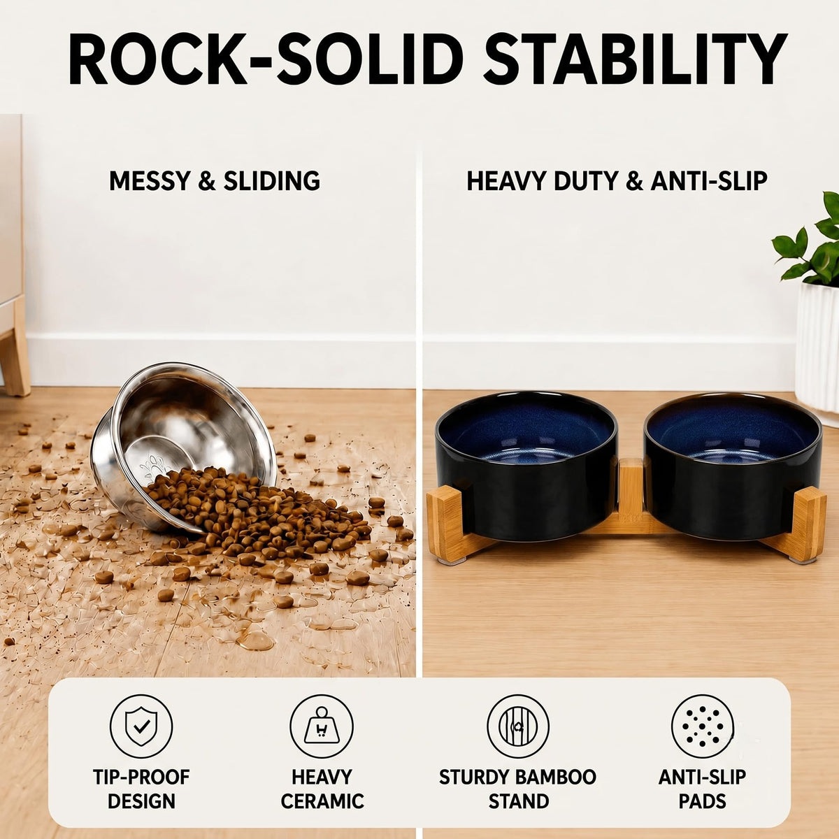 SPUNKYJUNKY Pet Feeder in 3.6 cups, Starry Blue × 2