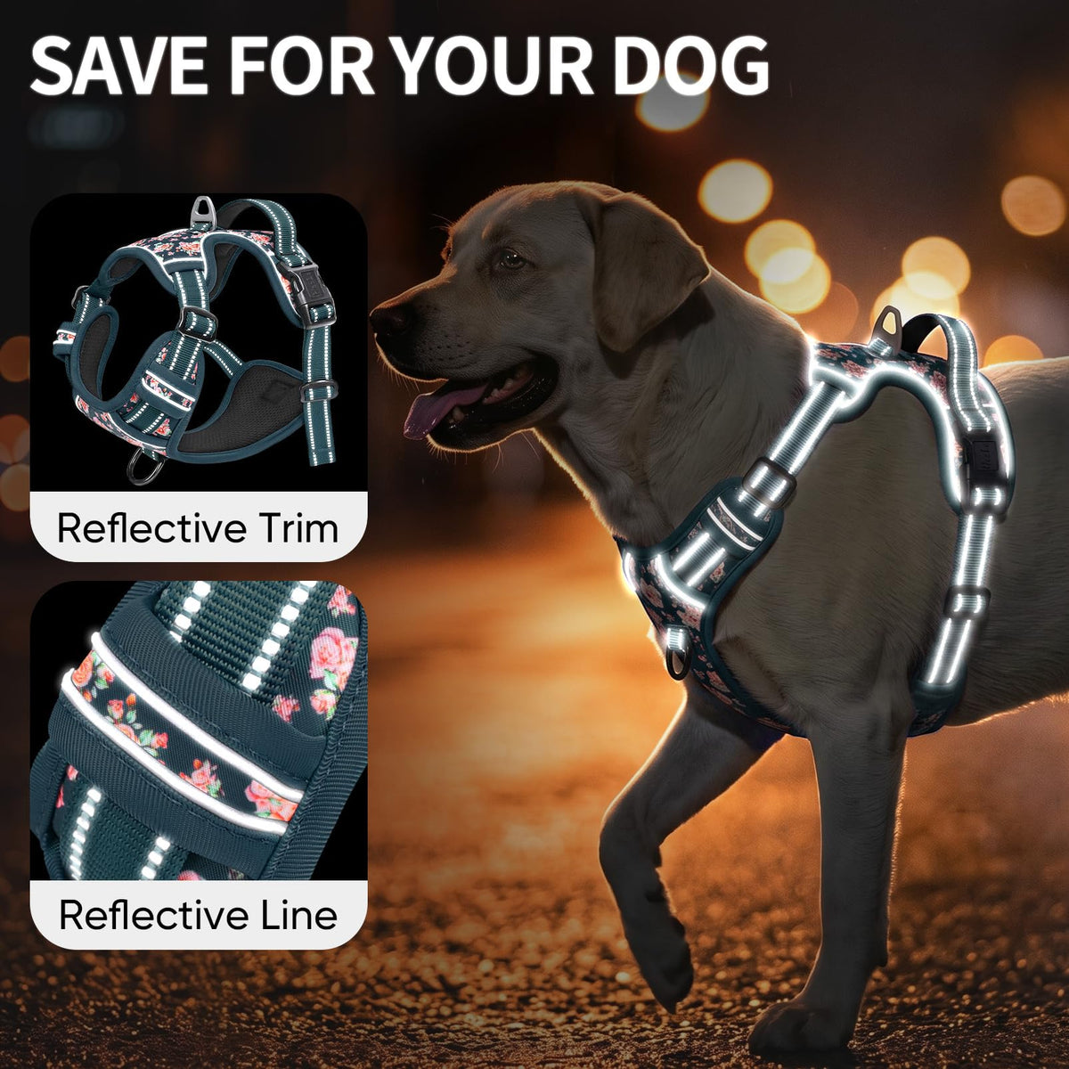 HEELE Animal Harness in S, Flower Blackish Green