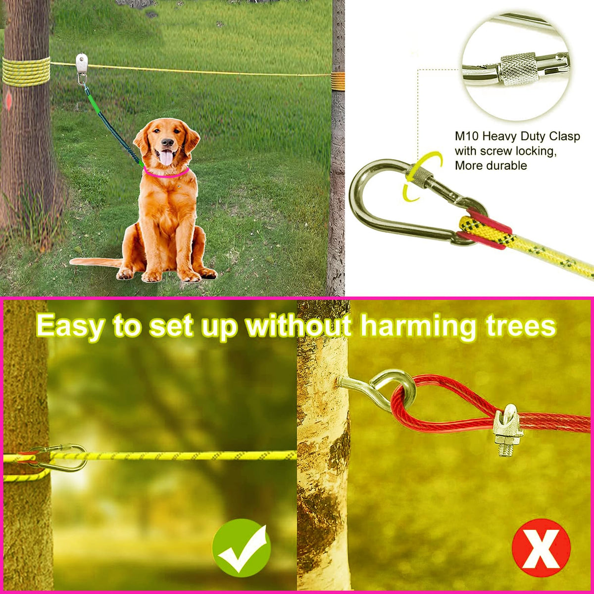 SIAELT Leash in 50Ft, 26Yellow