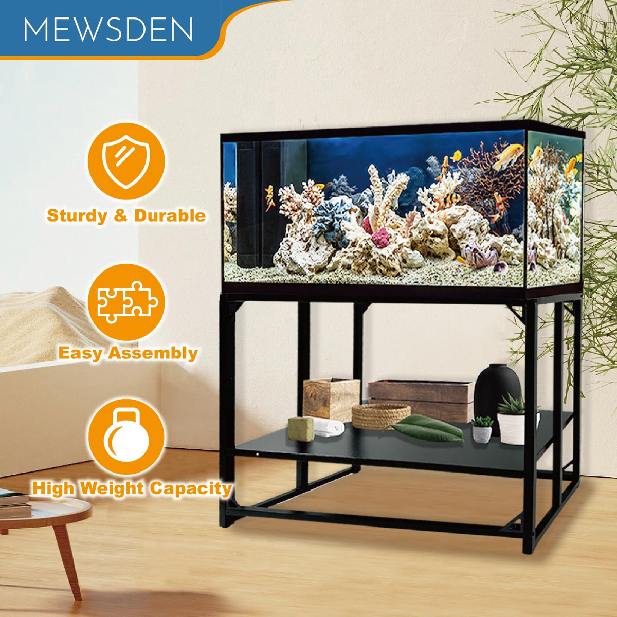 MEWSDEN Item Stand in (10 Gallon)24.8"x9.25", Black