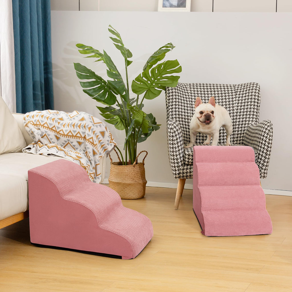aodisman Animal Stair in Standard 3-Step 15.7"H, Pink