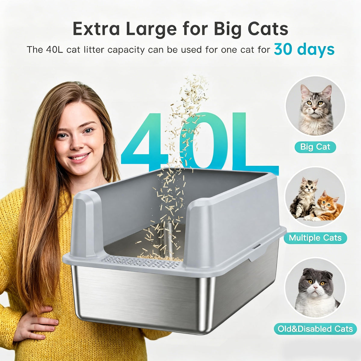 WoofiGo Litter Box in XL Extra Large, 22- Gray (Pack of 1)