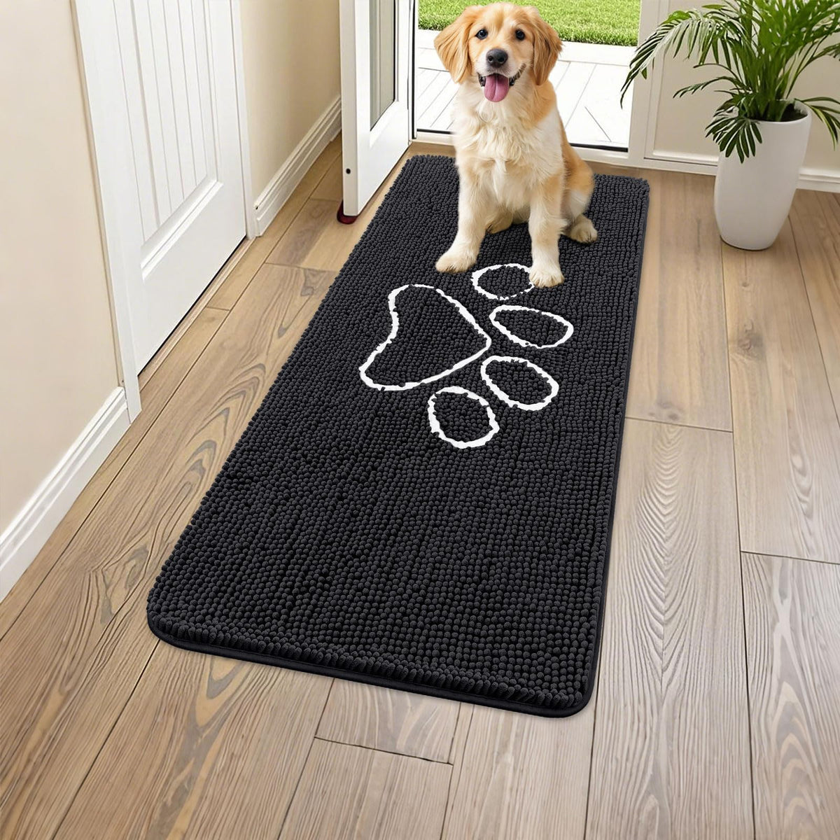 Smiry Rug in 44"X24", Black and White