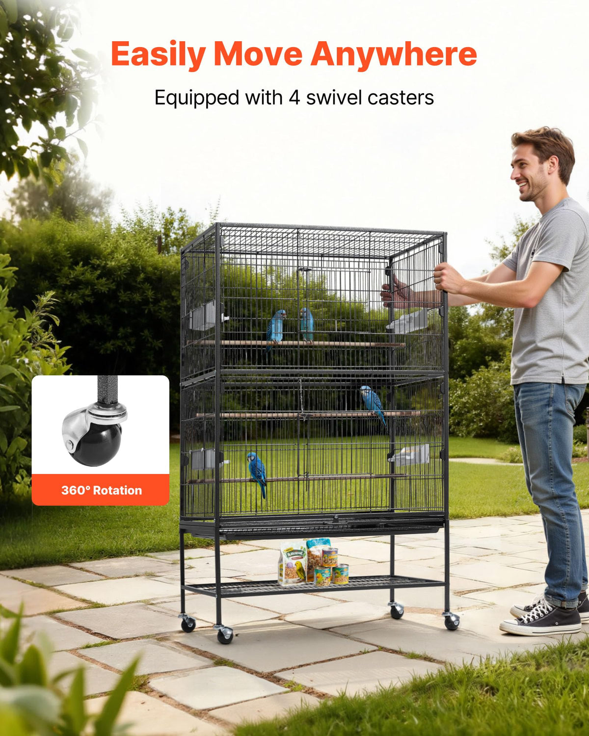 VEVOR Animal Cage in 31.5"L x 20.5"W x 52.0"H, Black