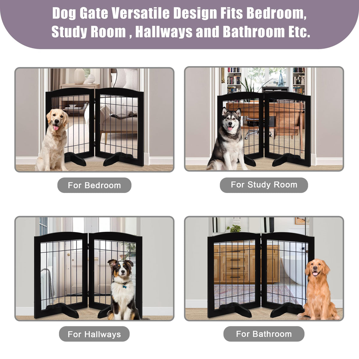 LZRS Temporary Gate in 30"Height-2 Panel, Black