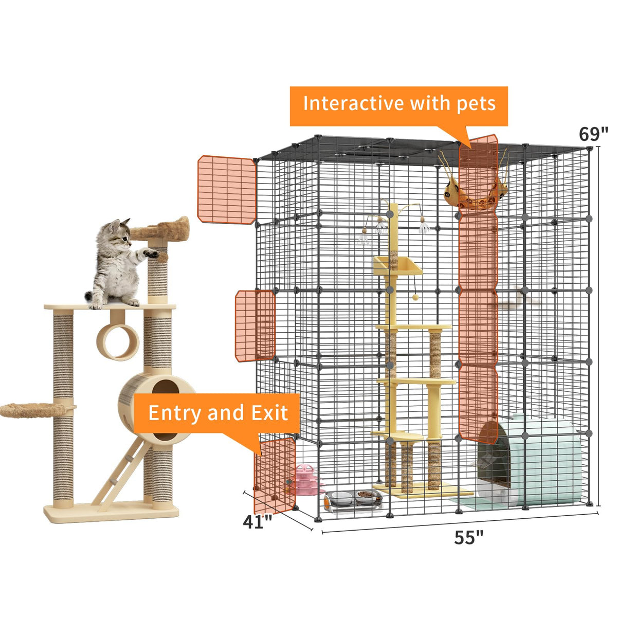 Oneluck Animal Cage in 54.0"L x 41.0"W x 68.0"H