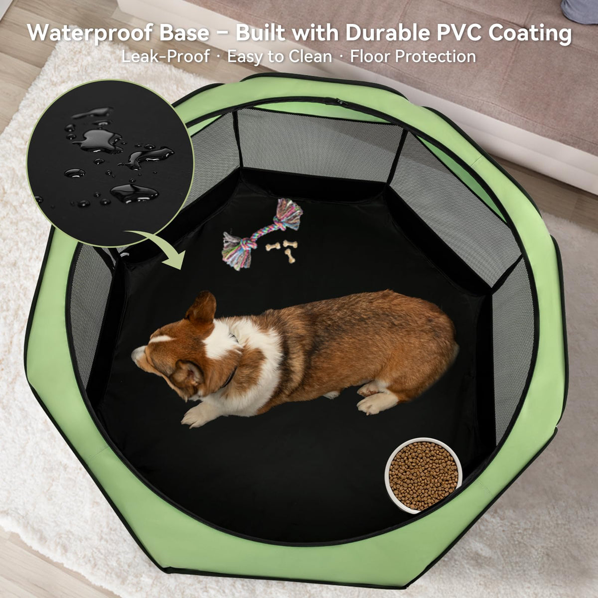 A 4 Pet Pet Playpen in S(29.92"x29.92"x16.5"), Green+Black