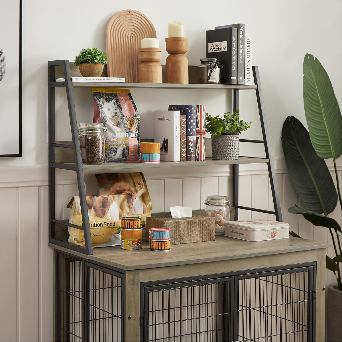 NicBex Animal Cage in 38.6"L x 25.2"W x 56.9"H, Grey