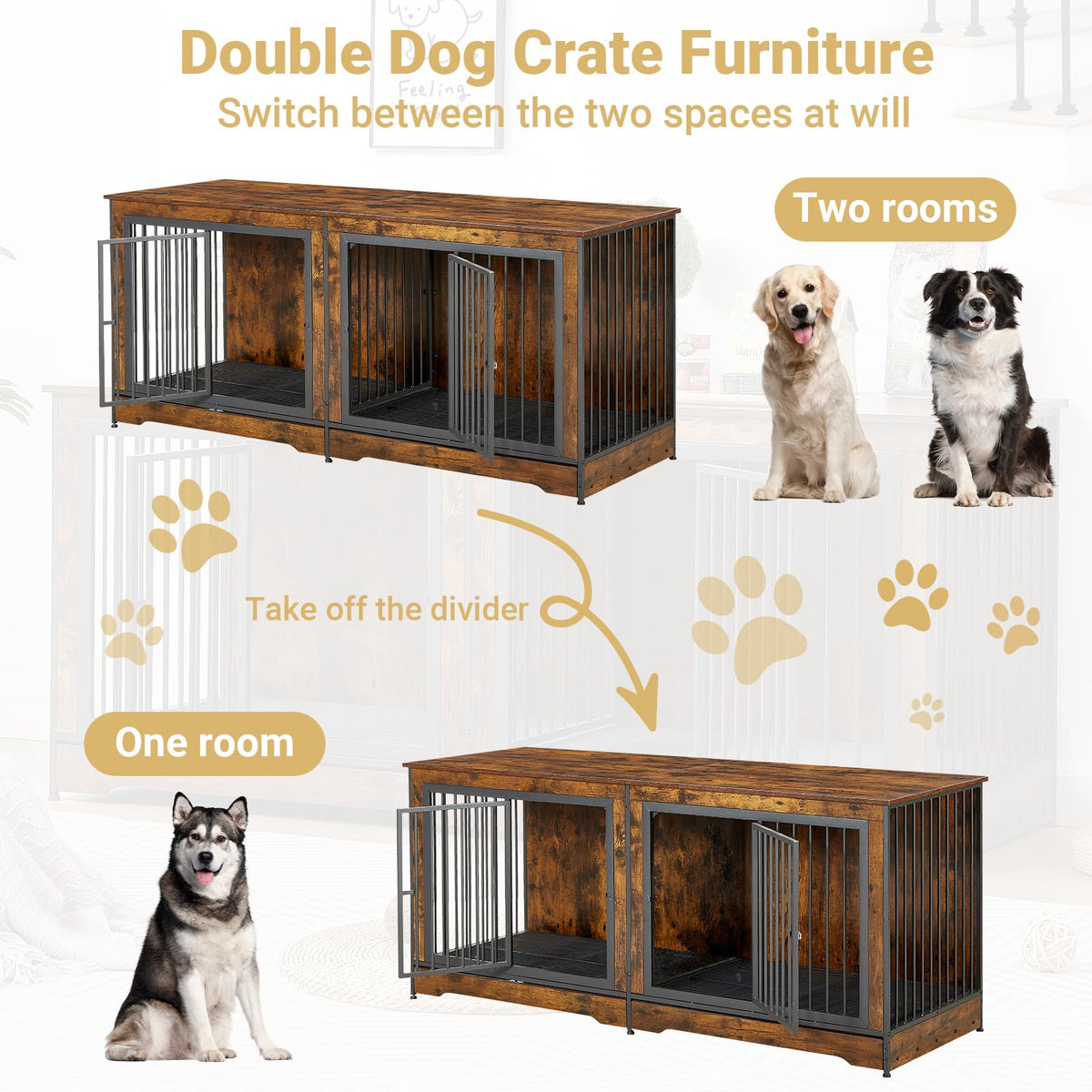 Rovibek Animal Cage in 75.0"L x 27.0"W x 32.0"H, Brown